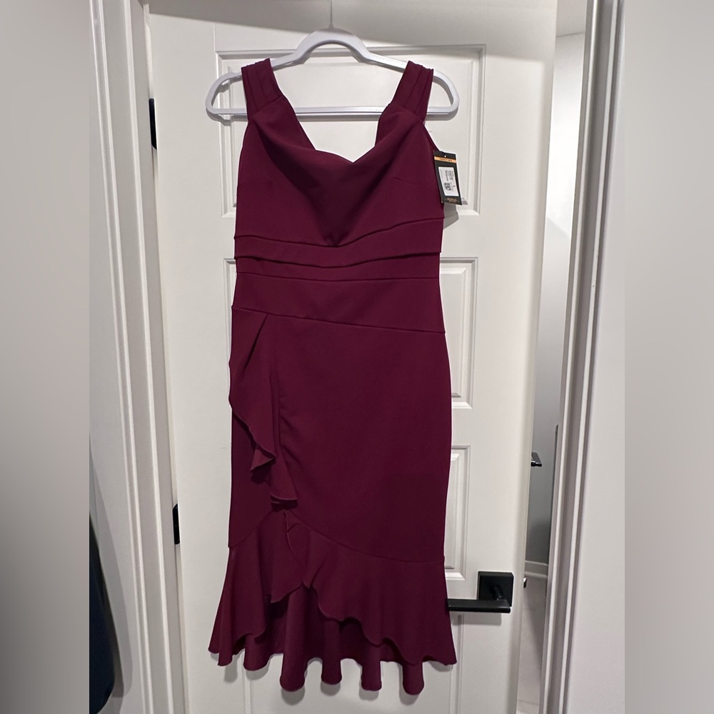 Chic Asymmetrical Wine Red Dress